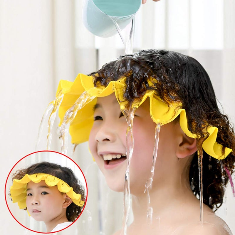OLEWELL Baby Shower Cap Silicone Bathing Hat, Adjustable Shower Cap Kids, Infants Soft Protection Hat Safety Visor Cap Hat for Toddler Children 1-12 Years old/16.5-22.8 Inches - Image 1