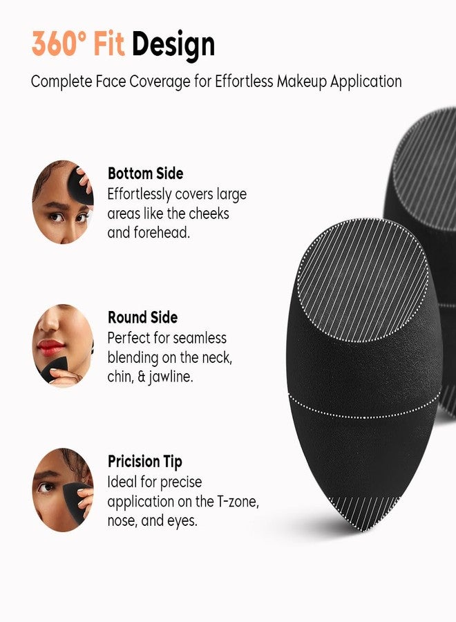 Gleva Makeup Blender Sponge, Super Soft Blending Puff for Full Coverage Flawless Makeup, Cream, Powder, Liquid Foundation, Wet & Dry Makeup Applicator for Girls, Women (Black) - Image 3