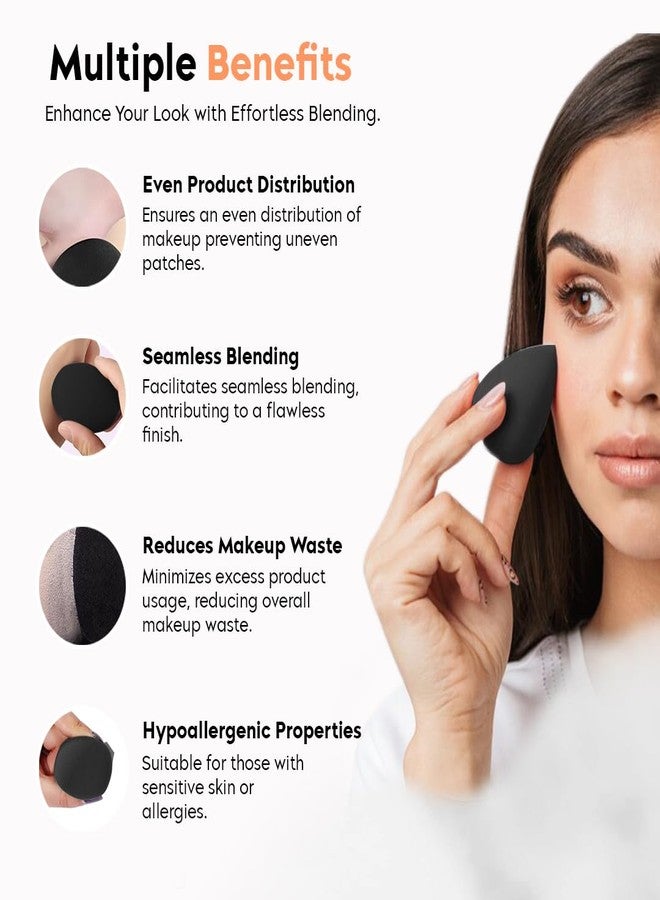 Gleva Makeup Blender Sponge, Super Soft Blending Puff for Full Coverage Flawless Makeup, Cream, Powder, Liquid Foundation, Wet & Dry Makeup Applicator for Girls, Women (Black) - Image 4