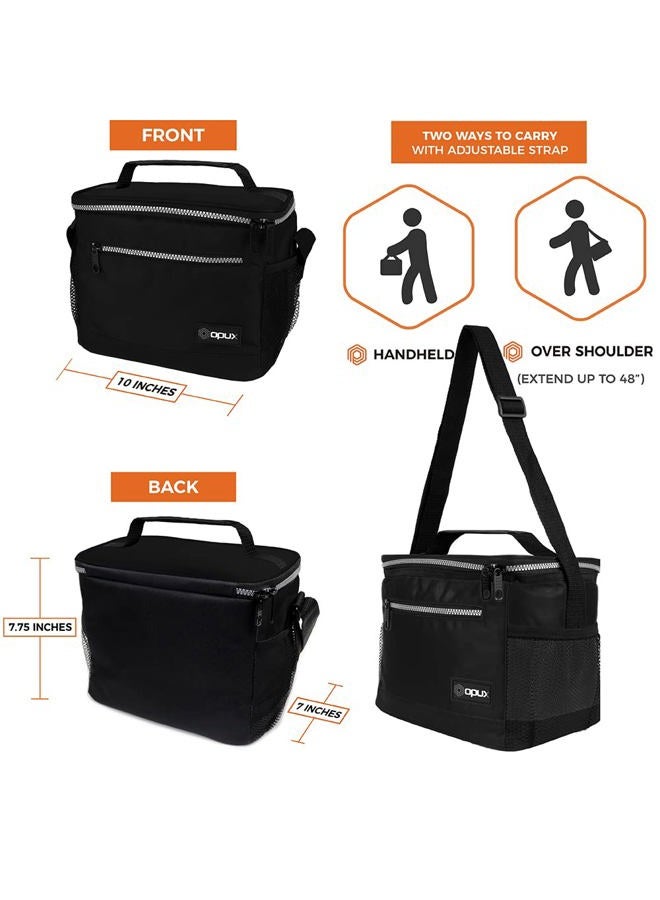 OPUX Premium Lunch Box, Insulated Lunch Bag for Men Women Adult | Durable School Lunch Pail for Boys, Girls, Kids | Soft Leakproof Medium Lunch Cooler Tote for Work Office | Fits 14 Cans (Black) - Image 3