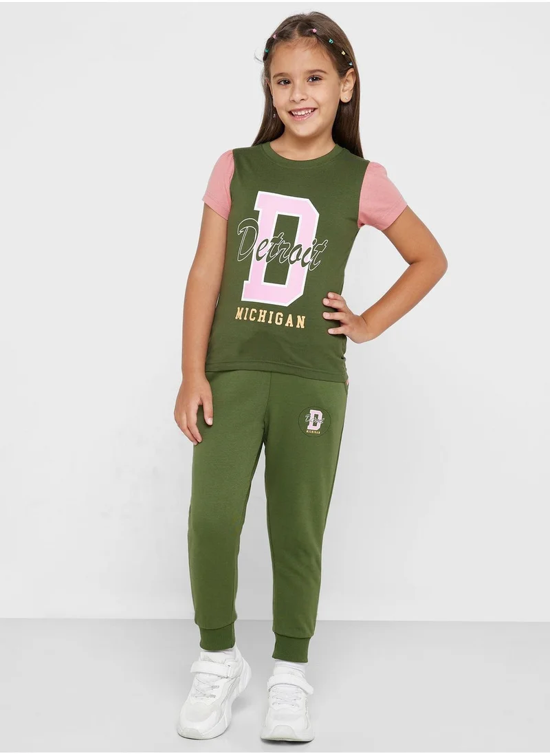 Pinata Casual T-Shirt & Joggers Set For Girls