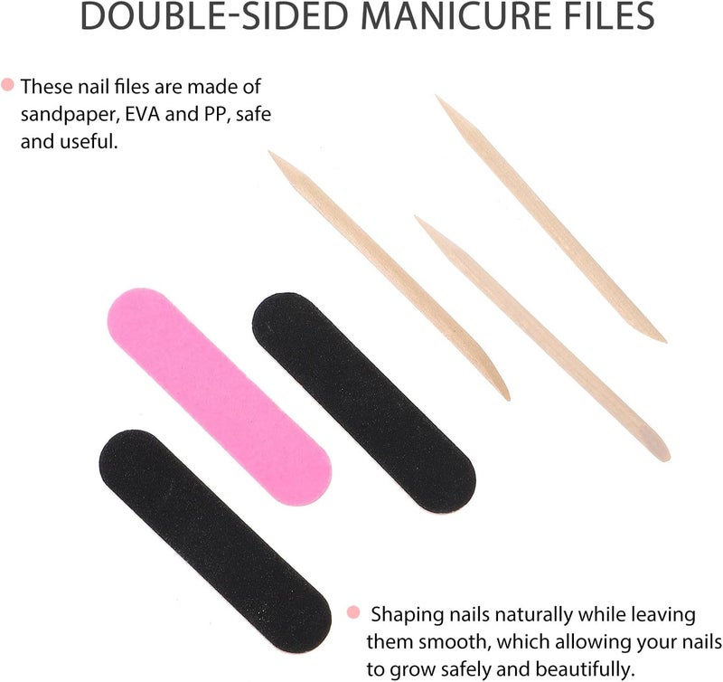 200pcs Mini Nail Files and Wooden Cuticle Sticks Set Disposable Manicure Tools for Nail Art and Pedicure Home Salon Use - Image 3