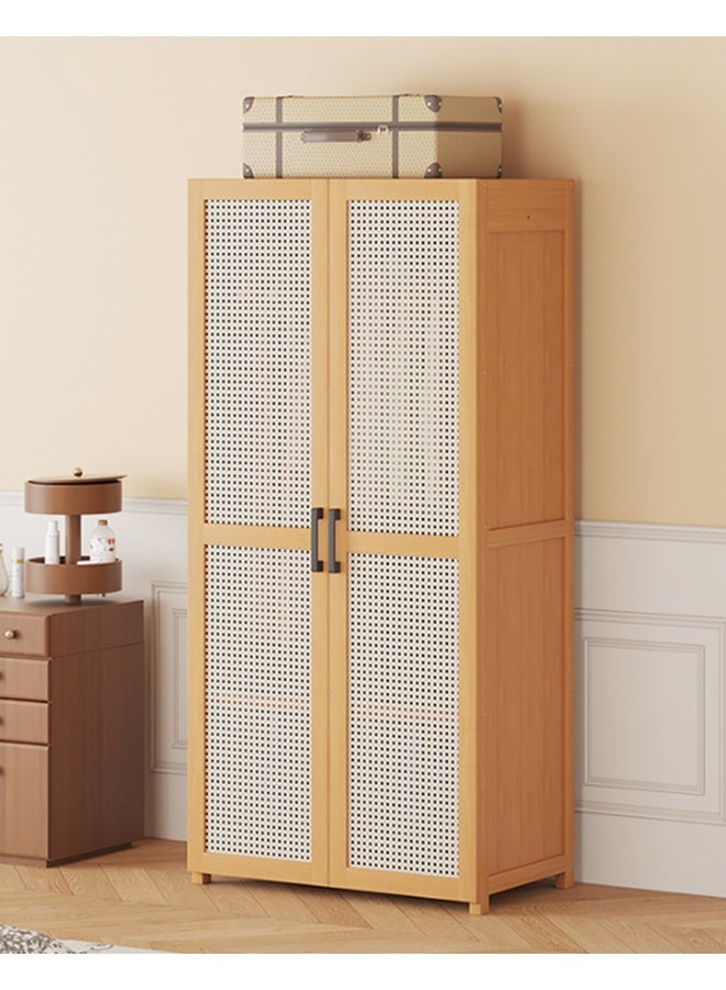 KLNAMAEAAN Bedroom Coat Rack Home Wardrobe Light Luxury Side Cloth Hanging Light Brown With Multiple Shelves 160*42*60cm - Image 1