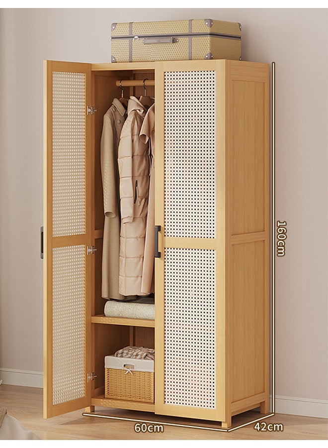 KLNAMAEAAN Bedroom Coat Rack Home Wardrobe Light Luxury Side Cloth Hanging Light Brown With Multiple Shelves 160*42*60cm - Image 2