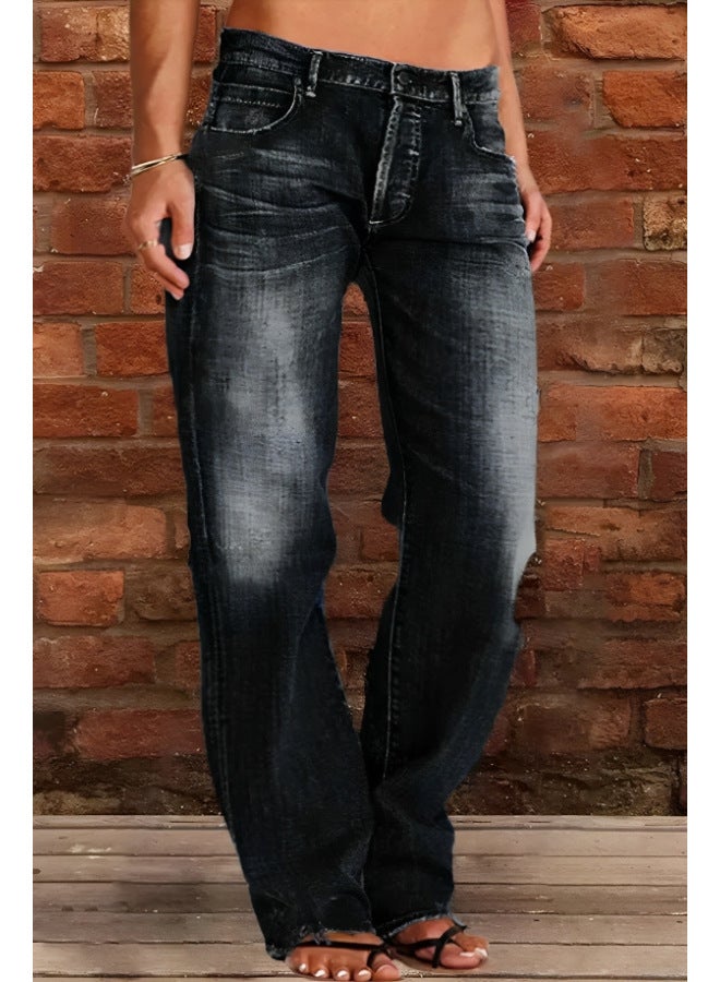 Women's Best Jeans Slim Fit Fashion Ripped Slim Washed Flared Pants Trousers