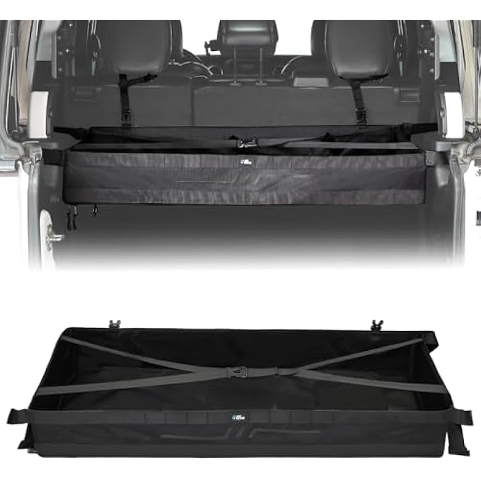 rayihni رف تخزين الأمتعة الخلفي لسيارة رانجلر JK JL 4 أبواب من 2007-2026، تخزين قابل للطي، حاملة أمتعة داخلية لمعدات رحلات التخييم، بحد أقصى 22-44 رطل - Image 2