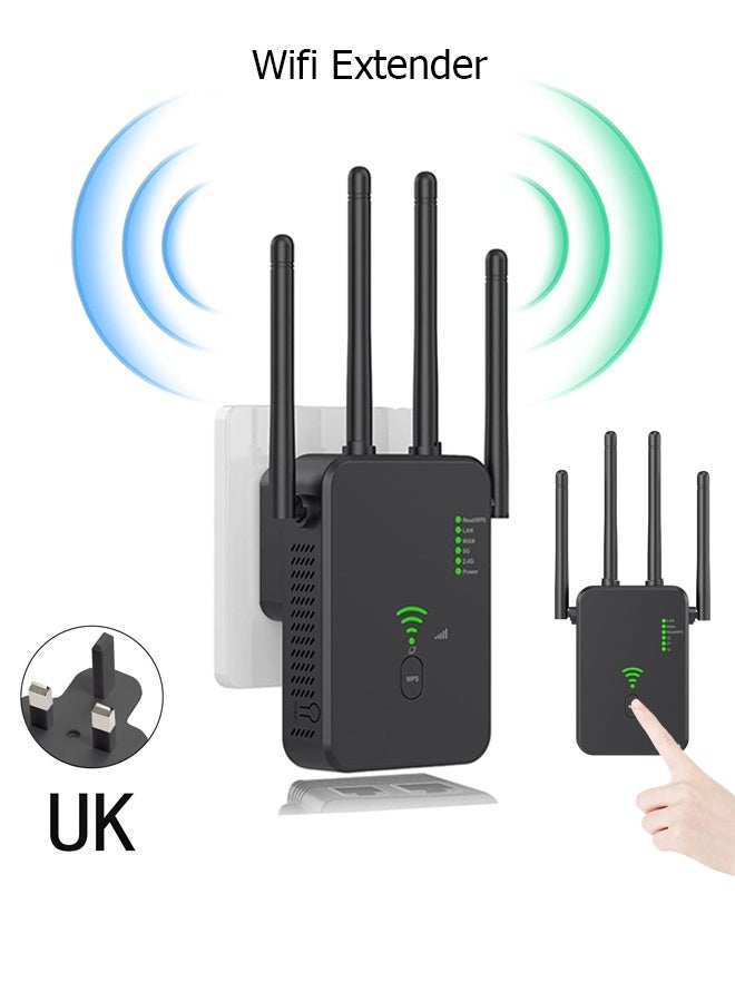دبليو أف أف أو موسّع الواي فاي - مكرر الإشارة - معزز إشارة الواي فاي بسرعة 300 ميجابت في الثانية - 4 هوائيات - معزز الواي فاي للاستخدام في المكتب والمنزل - أسود - Image 1
