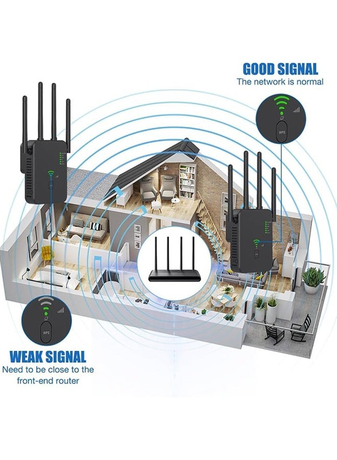 دبليو أف أف أو موسّع الواي فاي - مكرر الإشارة - معزز إشارة الواي فاي بسرعة 300 ميجابت في الثانية - 4 هوائيات - معزز الواي فاي للاستخدام في المكتب والمنزل - أسود - Image 4
