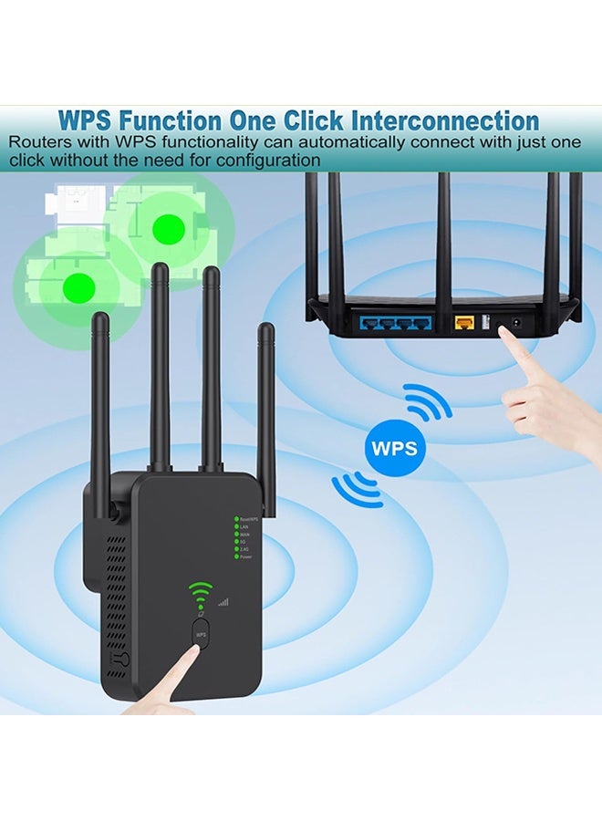 دبليو أف أف أو موسّع الواي فاي - مكرر الإشارة - معزز إشارة الواي فاي بسرعة 300 ميجابت في الثانية - 4 هوائيات - معزز الواي فاي للاستخدام في المكتب والمنزل - أسود - Image 5