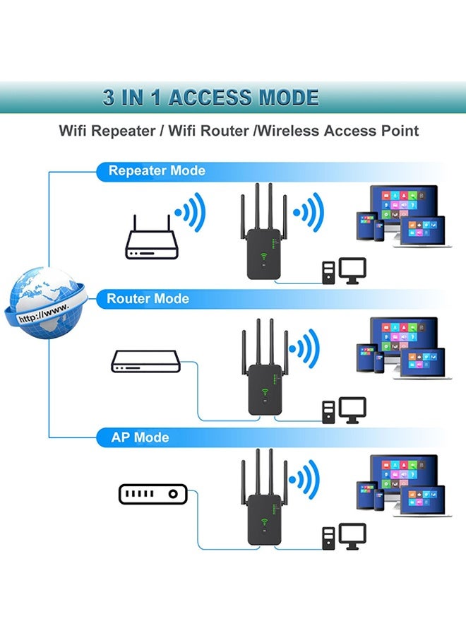 دبليو أف أف أو موسّع الواي فاي - مكرر الإشارة - معزز إشارة الواي فاي بسرعة 300 ميجابت في الثانية - 4 هوائيات - معزز الواي فاي للاستخدام في المكتب والمنزل - أسود - Image 3
