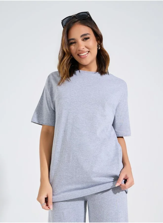 Styli Styli Longline Oversized T-Shirt and Wide Leg Joggers Co-Ords