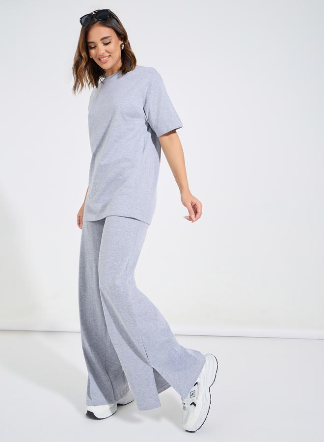 Styli Styli Longline Oversized T-Shirt and Wide Leg Joggers Co-Ords - Image 1