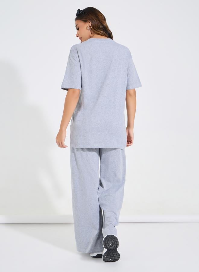 Styli Styli Longline Oversized T-Shirt and Wide Leg Joggers Co-Ords - Image 5