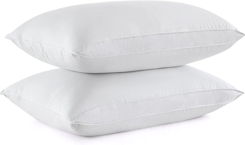 puredown Goose Feather Down Pillows Standard Size Soft Bed Pillows for Sleeping with 100 Cotton Shell Set of 2