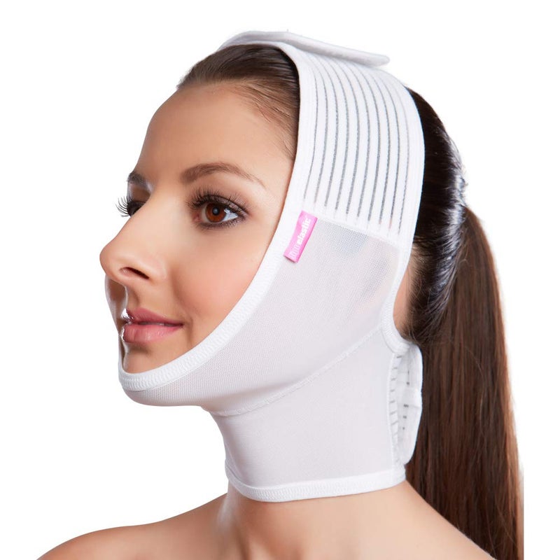 LIPOELASTIC FM Extra Post Surgical Facelift Compression Garment, Chin Lipo Compression Garment, Perfect After Care for Neck Lifts, Chin Faja, Face Wrap for Double Chin, V line Face Slimming (Small) - Image 1
