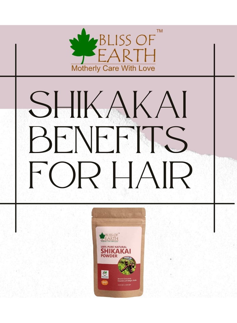 BLISS OF EARTH Bliss of Earth 100% Pure & Natural Shikakai Powder 100GM Acacia Concina Gorgeous hair Naturally Traditional Hair Cleanser & Conditioner Complete Hair Care Pack of 3 - Image 2