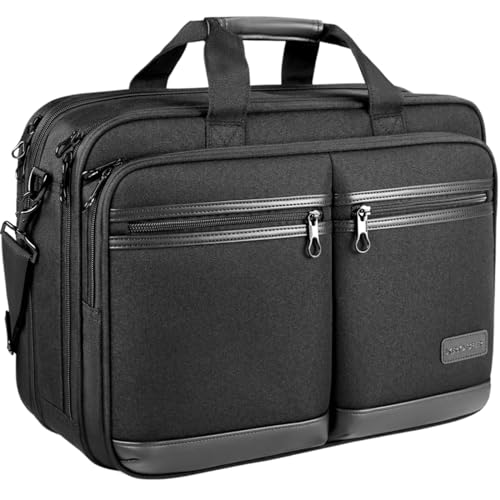 KROSER Laptop Bag Stylish Laptop Briefcase Fits Up to 17.3 Inch Expandable Water-Repellent Shoulder Messenger Bag Computer Bag with RFID Pockets for Business/Travel/School/College/Men/Women-Black - Image 1