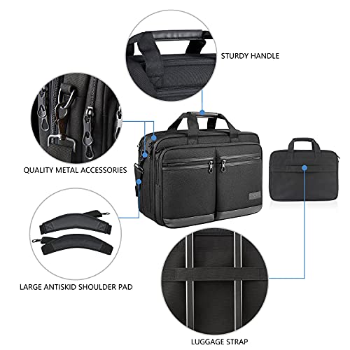 KROSER Laptop Bag Stylish Laptop Briefcase Fits Up to 17.3 Inch Expandable Water-Repellent Shoulder Messenger Bag Computer Bag with RFID Pockets for Business/Travel/School/College/Men/Women-Black - Image 5