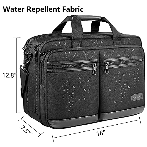 KROSER Laptop Bag Stylish Laptop Briefcase Fits Up to 17.3 Inch Expandable Water-Repellent Shoulder Messenger Bag Computer Bag with RFID Pockets for Business/Travel/School/College/Men/Women-Black - Image 3