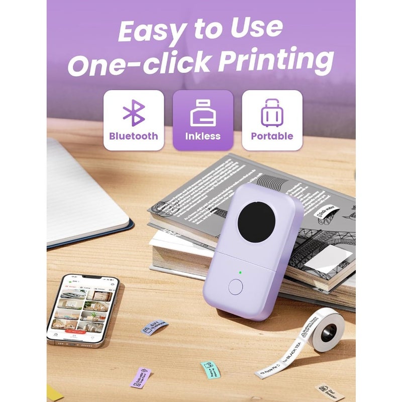 Label Maker - D30 Mini Bluetooth Thermal Label Printer Wireless Portable Sticker Printer Machine Compatible with iOS Android Compact Home Office Travel Use 36mm Width Labels Christmas Birthday Gift - Image 4