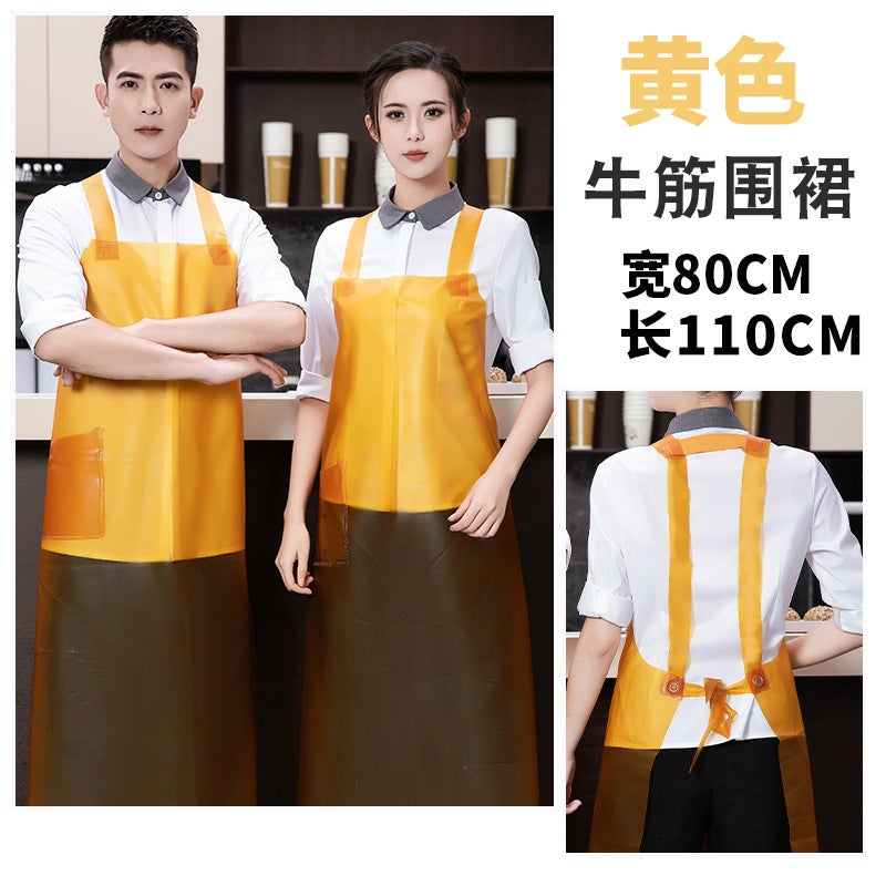 Waterproof And Oil-Proof Beef Tendon Thickened Apron Kitchen Aquatic Slaughtering Catering Special Extended Waist Acid And Alkali Resistant - Image 1
