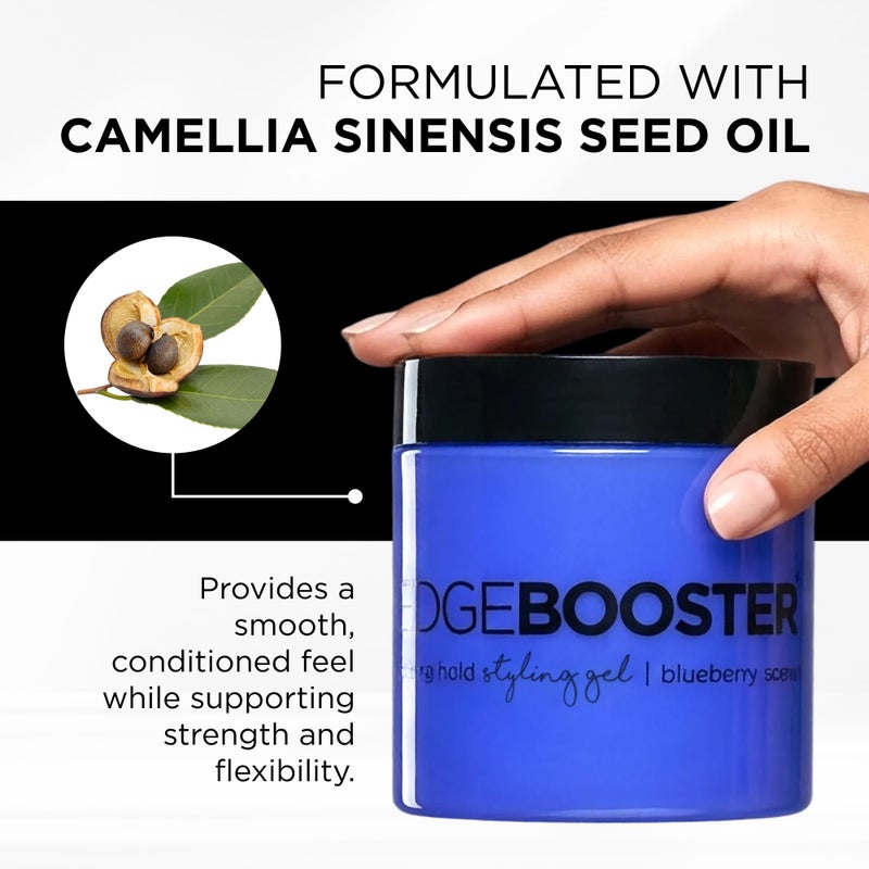Style Factor EDGE BOOSTERÂ® Strong Hold Styling Gel | Alcohol-Free Hair Gel with Camellia Sinensis Seed Oil for Curly, Wavy & Sleek Styles | Frizz Control, Long-Lasting and Flexible Hold (16.9oz) - Image 4