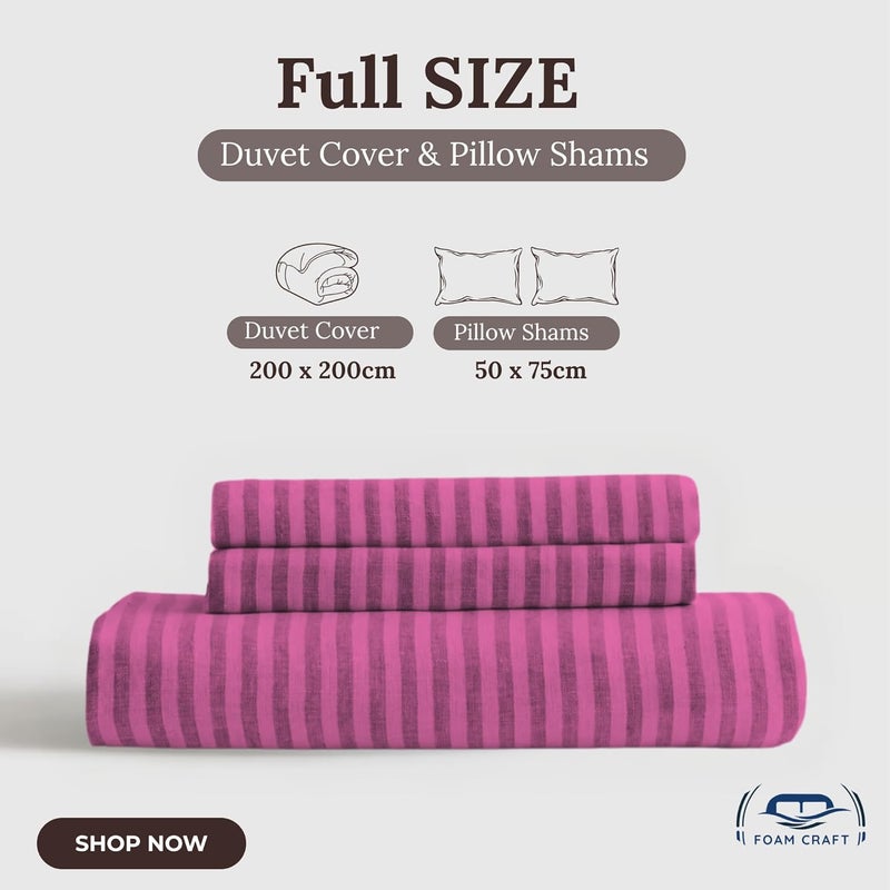 FOAM CRAFT® Stripe 3-Piece Duvet Cover Set - Pink, Full (200 x 200cm) - Image 2
