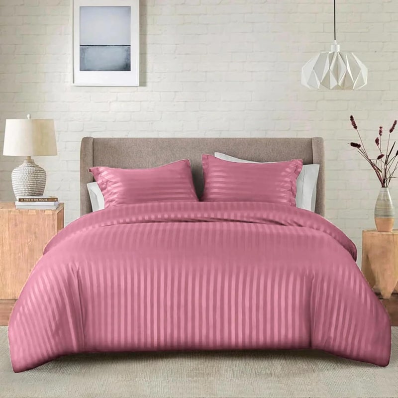 FOAM CRAFT® Stripe 3-Piece Duvet Cover Set - Pink, Full (200 x 200cm) - Image 1
