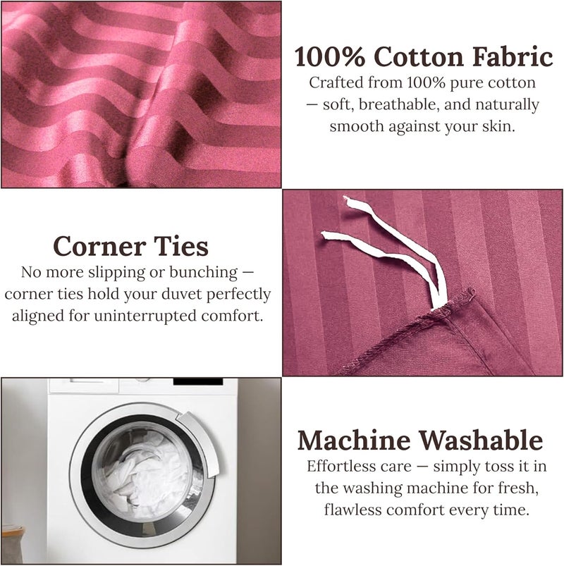 FOAM CRAFT® Stripe 3-Piece Duvet Cover Set - Pink, Full (200 x 200cm) - Image 5