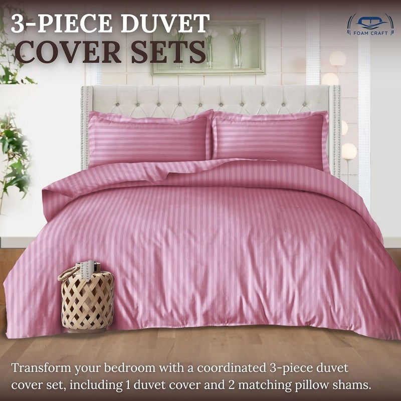 FOAM CRAFT® Stripe 3-Piece Duvet Cover Set - Pink, Full (200 x 200cm) - Image 3