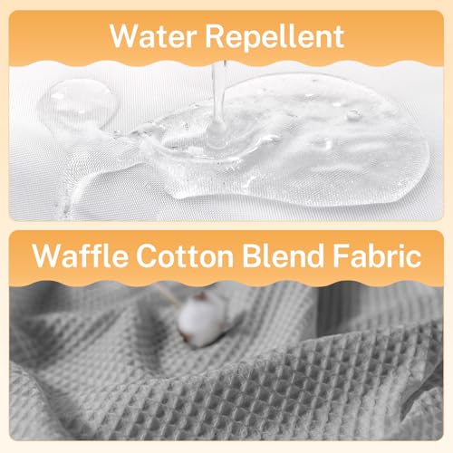 River Dream Gray Fabric Shower Curtain Set, Cotton Blend, Waffle Weave, with Snap in Replacement Liner，71 x 74 inches - Image 5