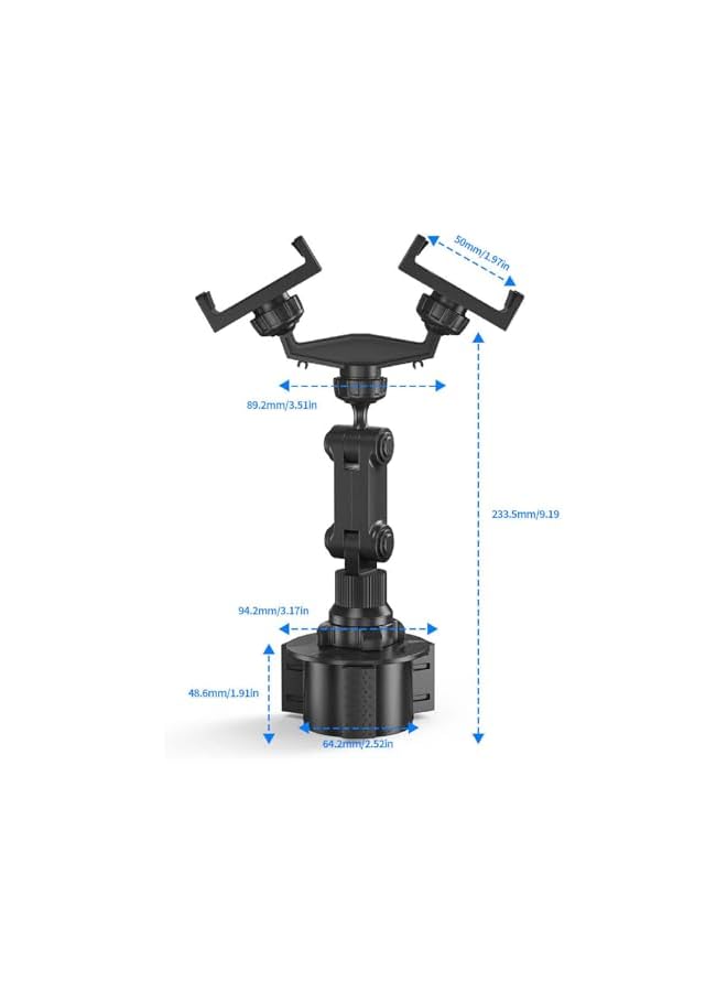S-TOP Dual Phone Holder for Car, 360 Degree Rotatable Car Phone Holder, with Adjustable Base, Universal Mount for 3 to 7 Inch Size Phones - Image 4