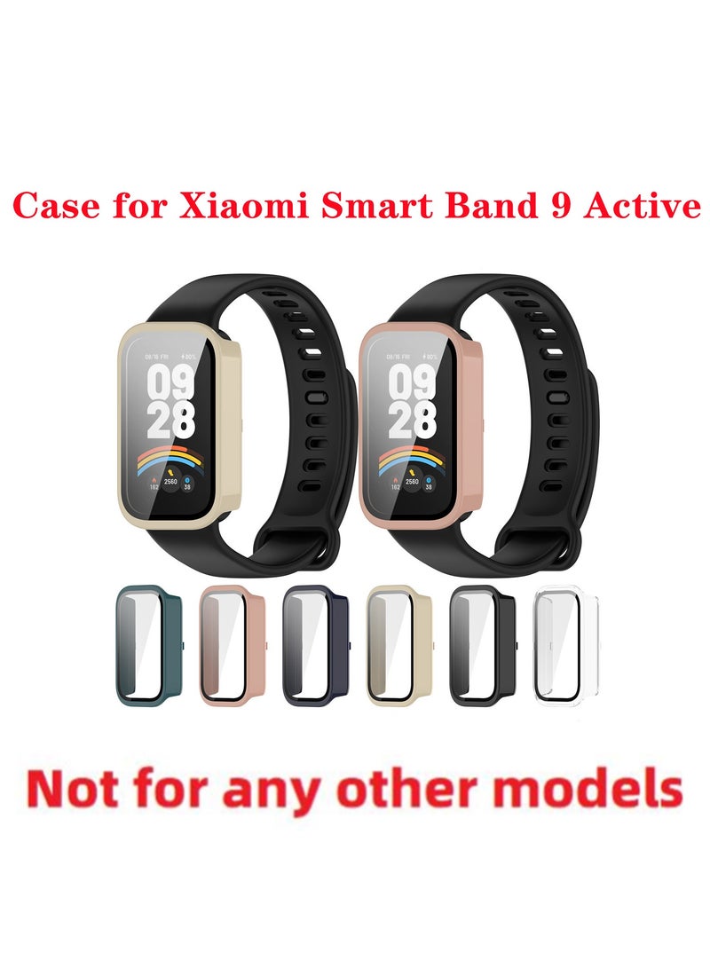 Case Compatible with Xiaomi Smart Band 9 Active PC + Tempered Film Anti-Fall Anti-Scratch Watch Protective Case (Black) - Image 2