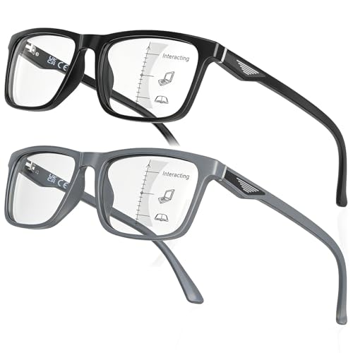 LianSan Progressive Multifocus Reading Glasses for Men,No-Line Blue Light Blocking Multifocal Computer Readers Anti Eyestrain(2 Colors/Progressive Top is not Zero,1.75x) - Image 1