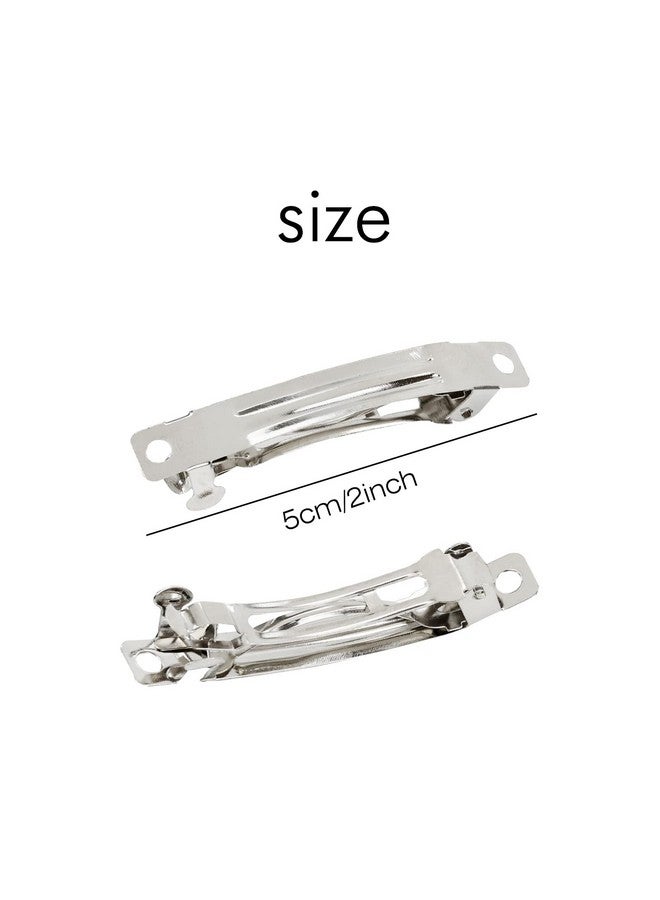 Cinaci 50 Pack 2 Inch / 2.4 Inch / 3 Inch/ 4 Inch Blank Silver Metal Diy Craft French Barrettes Snap Hair Clips Pins For Women Girls Hair Accessories (2 Inch) - Image 3