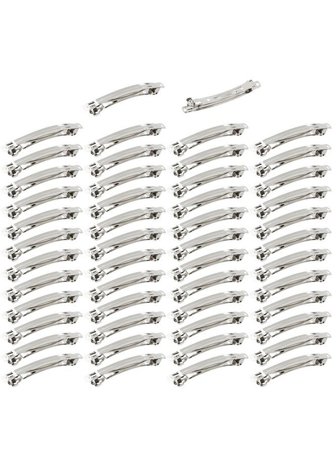 Cinaci 50 Pack 2 Inch / 2.4 Inch / 3 Inch/ 4 Inch Blank Silver Metal Diy Craft French Barrettes Snap Hair Clips Pins For Women Girls Hair Accessories (2 Inch) - Image 2