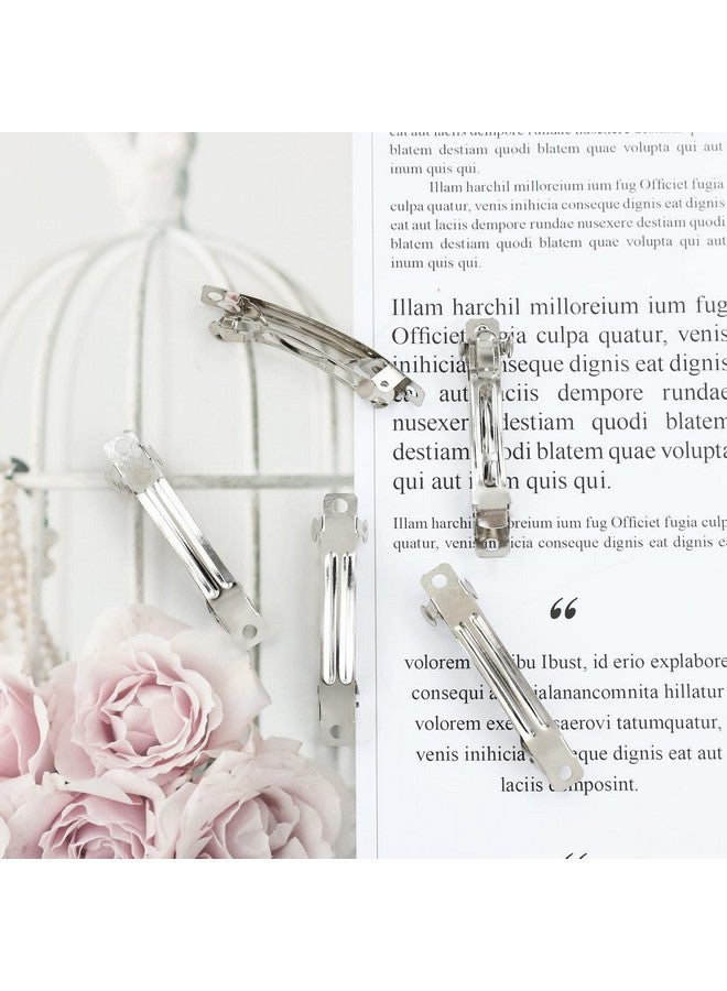 Cinaci 50 Pack 2 Inch / 2.4 Inch / 3 Inch/ 4 Inch Blank Silver Metal Diy Craft French Barrettes Snap Hair Clips Pins For Women Girls Hair Accessories (2 Inch) - Image 5