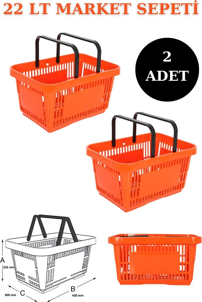 اسطنبول مانكين Istanbul Mannequin 2 Pieces 22 Liters Market Basket, Shopping Basket, Market Basket with Handle