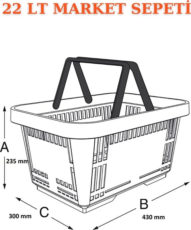 اسطنبول مانكين Istanbul Mannequin 2 Pieces 22 Liters Market Basket, Shopping Basket, Market Basket with Handle