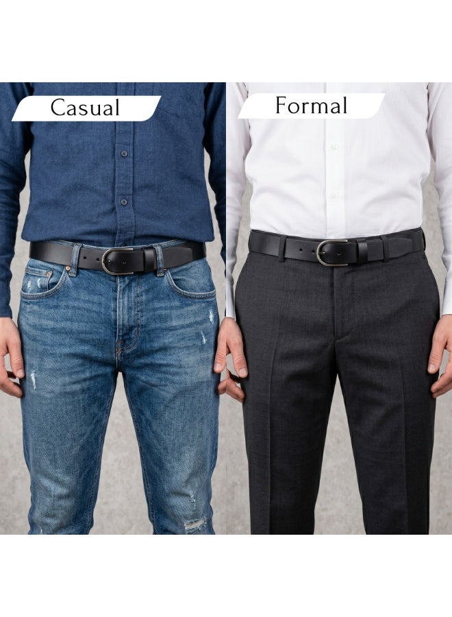 Classic Milano Belt for Men – Men’s Genuine Leather Belt with Pin Buckle – Black Formal Belt for Men – Premium Leather Belt for Office, Business & Casual Wear – Mens Belt Leather with Gift Box - Image 2