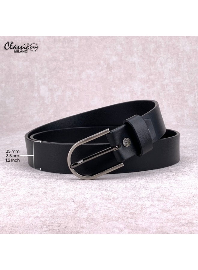 Classic Milano Belt for Men – Men’s Genuine Leather Belt with Pin Buckle – Black Formal Belt for Men – Premium Leather Belt for Office, Business & Casual Wear – Mens Belt Leather with Gift Box - Image 5