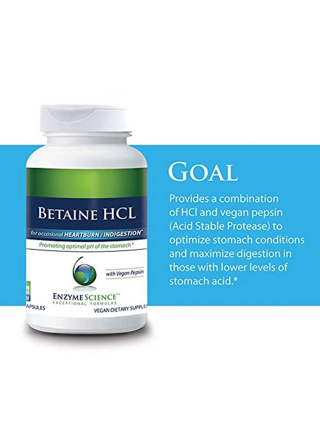 Enzyme Science Enzyme Science Betaine HCl, 120 Capsules, Supplement for Occasional Heartburn and Indigestion  - Image 2
