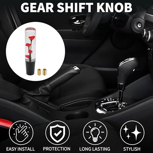 TUCKBOLD Car Shift Knob 20cm Front Shift Lever Knob Universal for Automatic and Manual Vehicle Acrylic Red with 2 Adapter 1 Set - Image 3