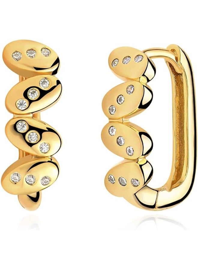 Mevecco Women Huggie Hoop Earrings Gold Ear Stud Cuff 14K Gold Filled Small Boho Beach Simple Delicate Handmade Hypoallergenic Jewelry Gift - Image 1