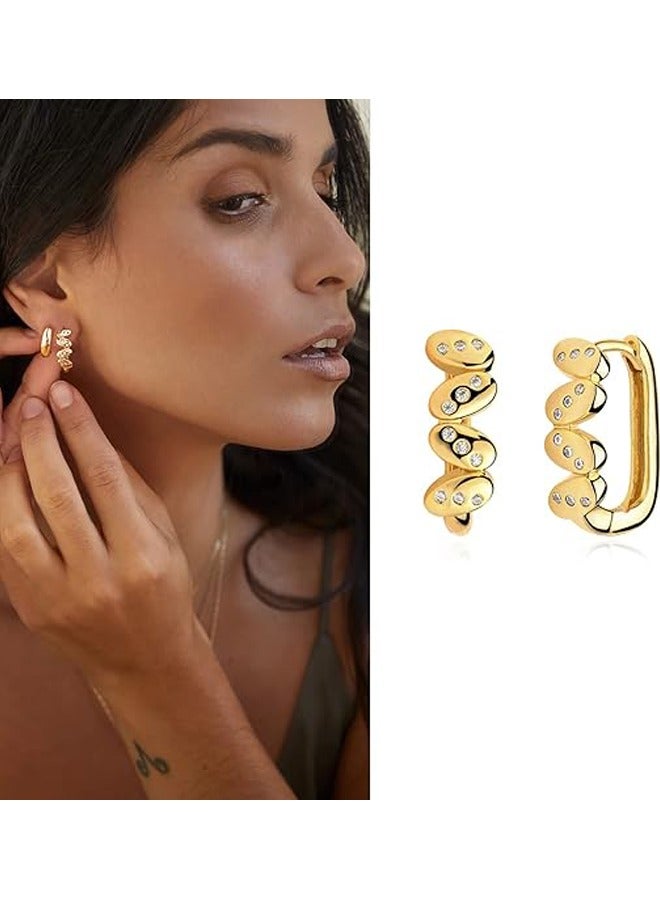 Mevecco Women Huggie Hoop Earrings Gold Ear Stud Cuff 14K Gold Filled Small Boho Beach Simple Delicate Handmade Hypoallergenic Jewelry Gift - Image 3
