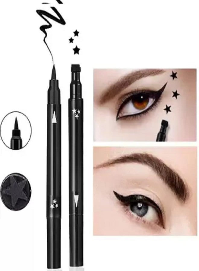 AKADO Eyeliner Stamp, Eyebrow Pencil Liquid Eyeliner Set, Waterproof Face Stamps With Heart, Flower, Star Eye Decoration Eye Liner Makeup Tool - Black. (Star) - Image 5