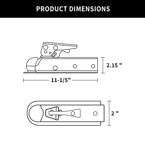 METOWARE Straight Trailer Tongue Coupler for 2" Ball, 2" Channel Width Trailer Coupler 3,500LBS - Image 2