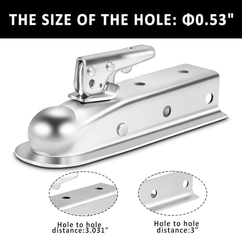 METOWARE Straight Trailer Tongue Coupler for 2" Ball, 2" Channel Width Trailer Coupler 3,500LBS - Image 4