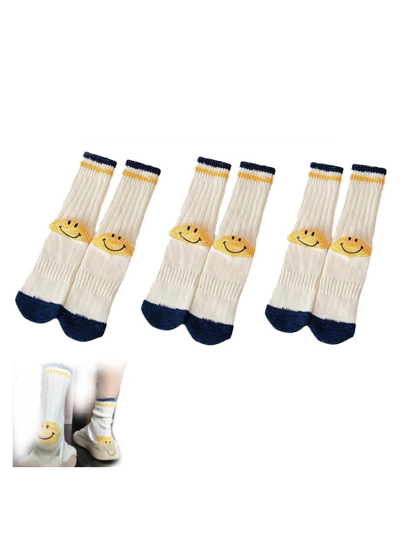 Luckam 3 Pairs Smiley Face Socks, Aesthetic Preppy Vintage Smiling Face Socks, Smile Face Ankle Novelty Funny Socks - Image 1
