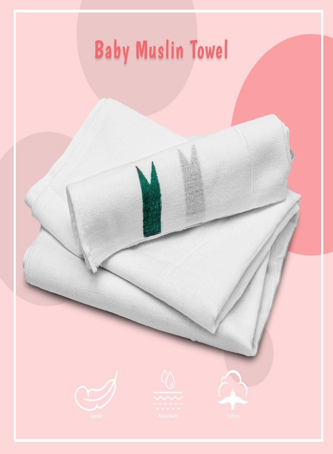 YATTA Traditional New Born Baby Towel | Non Dyed Pure Muslin Towel | Soft Cotton White Colour | Chemicals Free & Quick Drying | Stitched Ends | 45x22 Inches | Pack of 4 - Image 2